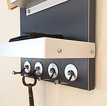 Load image into Gallery viewer, Close up shot of the shelf and key hooks.