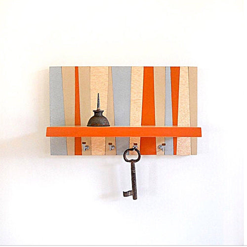 wall mounted shelf with hooks