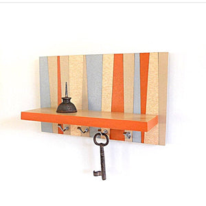 wall mounted shelf with hooks