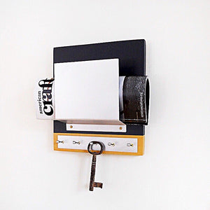 mail organizer with key hooks